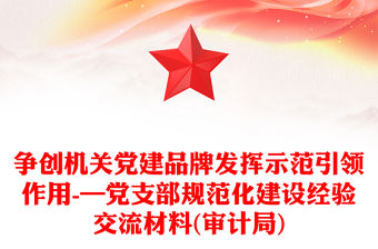 爭創(chuàng)機關(guān)黨建品牌發(fā)揮示范引領(lǐng)作用-—黨支部規(guī)范化建設(shè)經(jīng)驗交流材料(審計局)