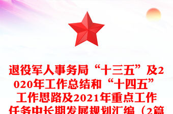 退役軍人事務局“十三五”及2020年工作總結和“十四五”工作思路及2021年重點工作任務中長期發展規劃匯編（2篇）
