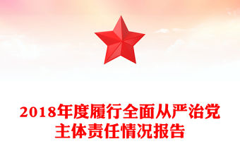 2018年度履行全面從嚴治黨主體責(zé)任情況報告