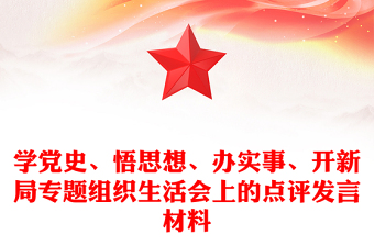 學(xué)黨史、悟思想、辦實(shí)事、開新局專題組織生活會(huì)上的點(diǎn)評(píng)發(fā)言材料