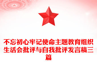 不忘初心牢記使命主題教育組織生活會批評與自我批評發言稿三篇