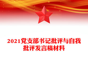 2021黨支部書記批評與自我批評發言稿材料