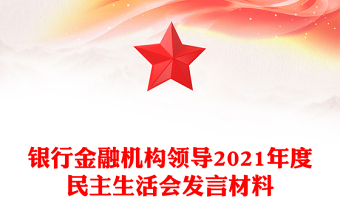 銀行金融機(jī)構(gòu)領(lǐng)導(dǎo)2021年度民主生活會發(fā)言材料