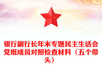銀行副行長年末專題民主生活會黨組成員對照檢查材料（五個帶頭）