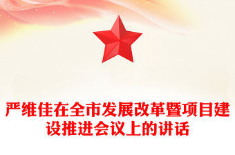 嚴維佳在全市發展改革暨項目建設推進會議上的講話