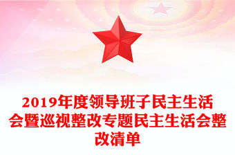 2019年度領導班子民主生活會暨巡視整改專題民主生活會整改清單