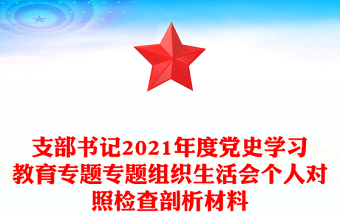 支部書記2021年度黨史學(xué)習(xí)教育專題專題組織生活會個人對照檢查剖析材料