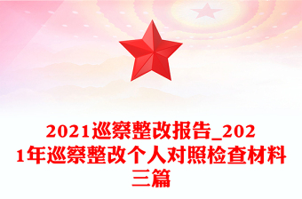 2021巡察整改報告_2021年巡察整改個人對照檢查材料三篇
