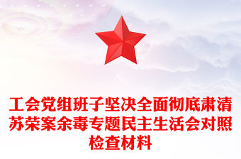 工會黨組班子堅決全面徹底肅清蘇榮案余毒專題民主生活會對照檢查材料