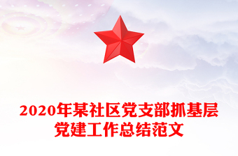 2020年某社區(qū)黨支部抓基層黨建工作總結(jié)范文