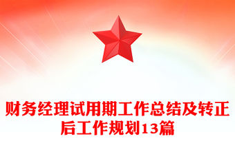 財務經理試用期工作總結及轉正后工作規劃13篇