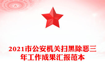 2021市公安機關掃黑除惡三年工作成果匯報范本