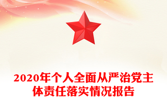 2020年個(gè)人全面從嚴(yán)治黨主體責(zé)任落實(shí)情況報(bào)告