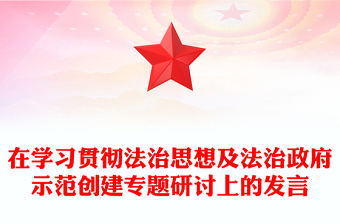 在學(xué)習(xí)貫徹法治思想及法治政府示范創(chuàng)建專題研討上的發(fā)言