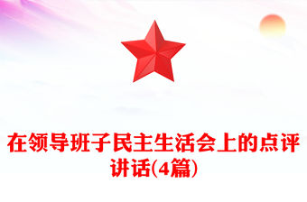 在領導班子民主生活會上的點評講話(4篇)