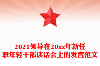 2021領導在20xx年新任職年輕干部談話會上的發(fā)言范文