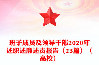 班子成員及領(lǐng)導(dǎo)干部2020年述職述廉述責(zé)報告（23篇）（高校）