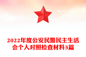 2022年度公安民警民主生活會個人對照檢查材料3篇