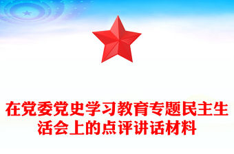 在黨委黨史學習教育專題民主生活會上的點評講話材料