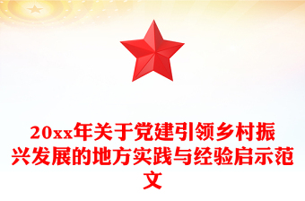 20xx年關(guān)于黨建引領(lǐng)鄉(xiāng)村振興發(fā)展的地方實(shí)踐與經(jīng)驗(yàn)啟示范文