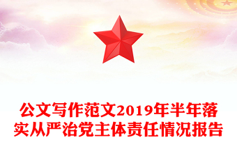 公文寫作范文2019年半年落實從嚴(yán)治黨主體責(zé)任情況報告