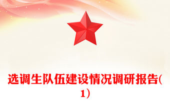 選調生隊伍建設情況調研報告(1)