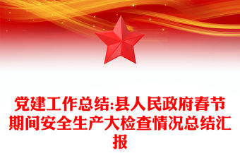 黨建工作總結:縣人民政府春節期間安全生產大檢查情況總結匯報