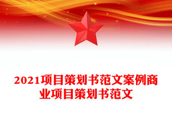 2021項目策劃書范文案例商業項目策劃書范文