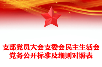 支部黨員大會(huì)支委會(huì)民主生活會(huì)黨務(wù)公開標(biāo)準(zhǔn)及細(xì)則對(duì)照表