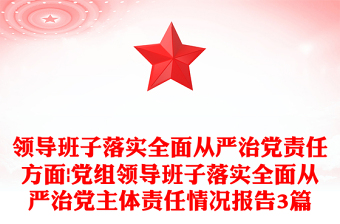 領導班子落實全面從嚴治黨責任方面|黨組領導班子落實全面從嚴治黨主體責任情況報告3篇