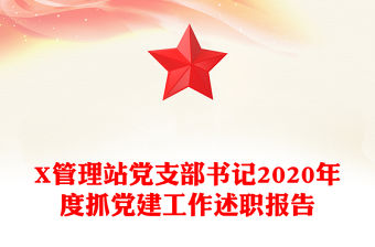 X管理站黨支部書記2020年度抓黨建工作述職報告