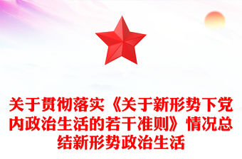 關(guān)于貫徹落實(shí)《關(guān)于新形勢下黨內(nèi)政治生活的若干準(zhǔn)則》情況總結(jié)新形勢政治生活