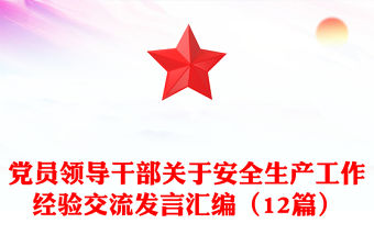 黨員領導干部關于安全生產工作經驗交流發言匯編（12篇）