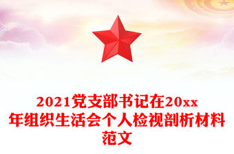 2021黨支部書記在20xx年組織生活會(huì)個(gè)人檢視剖析材料范文