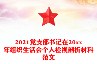 2021黨支部書記在20xx年組織生活會個人檢視剖析材料范文