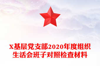 X基層黨支部2020年度組織生活會(huì)班子對(duì)照檢查材料