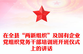 在全縣“兩新組織”及國有企業黨組織黨務干部培訓班開班儀式上的講話