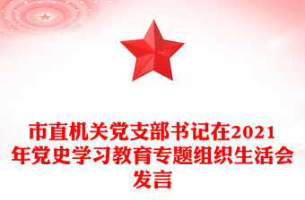 市直機關黨支部書記在2021年黨史學習教育專題組織生活會發言