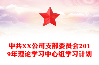 中共XX公司支部委員會2019年理論學習中心組學習計劃
