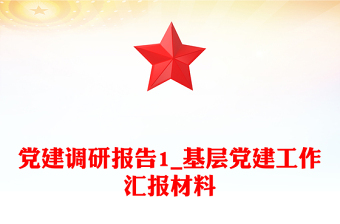 黨建調研報告1_基層黨建工作匯報材料