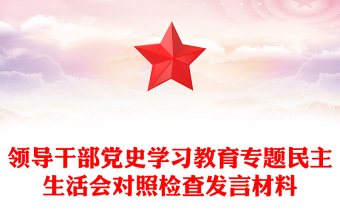 領(lǐng)導(dǎo)干部黨史學(xué)習(xí)教育專(zhuān)題民主生活會(huì)對(duì)照檢查發(fā)言材料