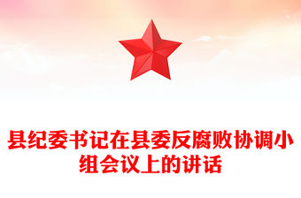 縣紀(jì)委書記在縣委反腐敗協(xié)調(diào)小組會議上的講話
