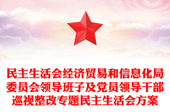 民主生活會經濟貿易和信息化局委員會領導班子及黨員領導干部巡視整改專題民主生活會方案