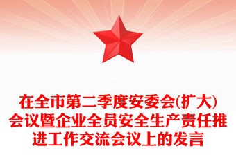 在全市第二季度安委會(擴大)會議暨企業(yè)全員安全生產(chǎn)責任推進工作交流會議上的發(fā)言