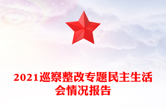2021巡察整改專題民主生活會情況報告