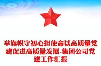 舉旗幟守初心擔(dān)使命以高質(zhì)量黨建促進(jìn)高質(zhì)量發(fā)展-集團(tuán)公司黨建工作匯報(bào)