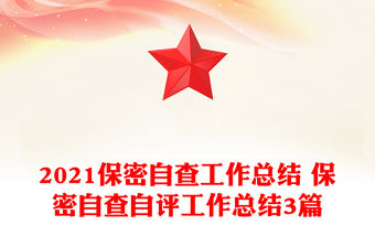 2021保密自查工作總結 保密自查自評工作總結3篇