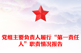 黨組主要負責人履行“第一責任人”職責情況報告
