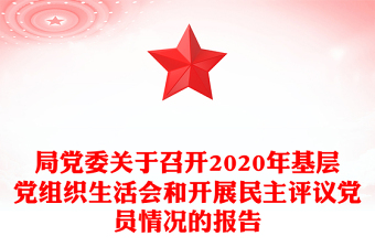 局黨委關(guān)于召開2020年基層黨組織生活會(huì)和開展民主評(píng)議黨員情況的報(bào)告