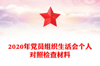 2020年黨員組織生活會個人對照檢查材料
